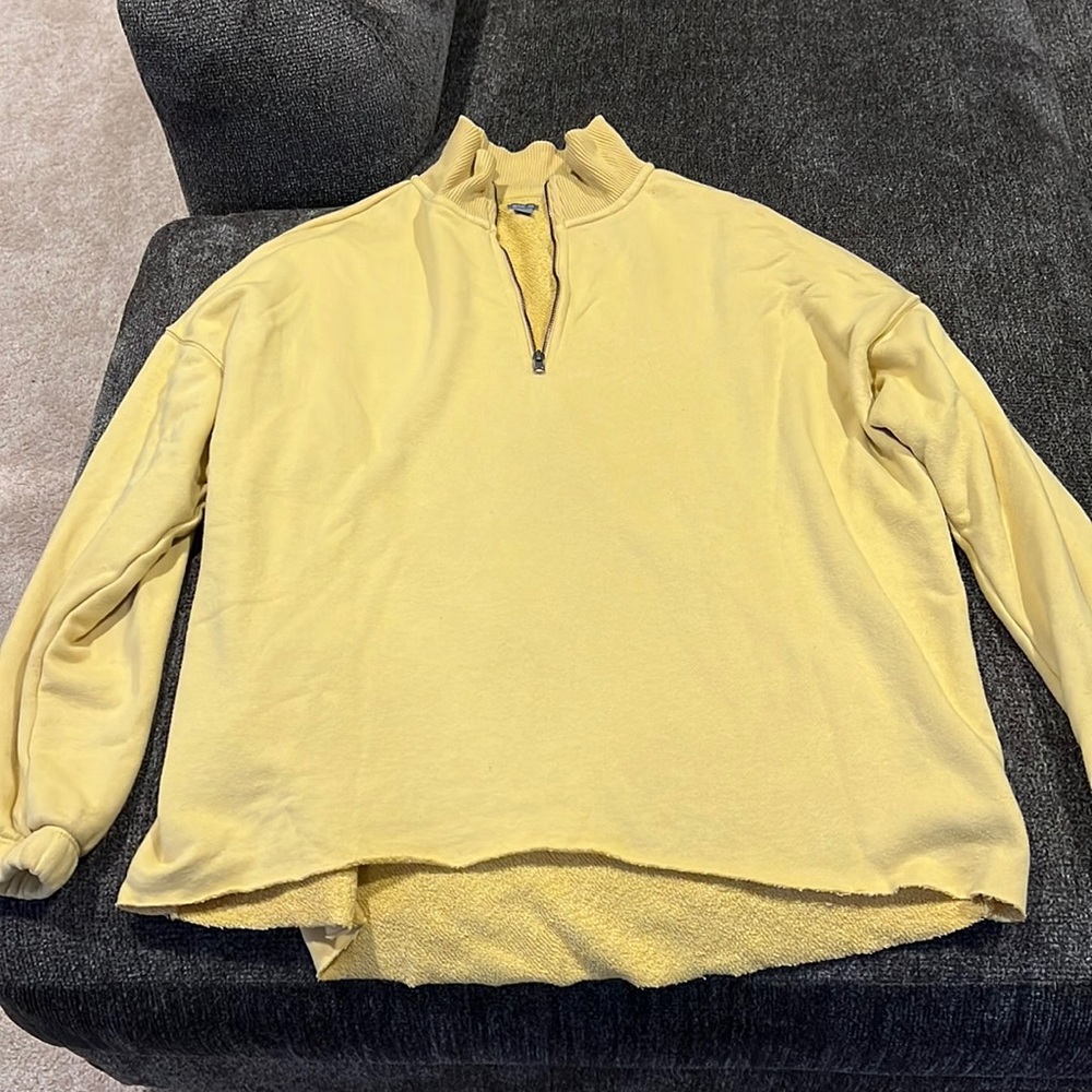 aerie yellow half zip sweatshirt